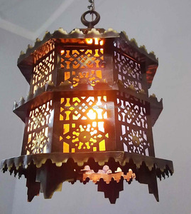 Lustre octogonal en laiton MAMLUK B161, reproduction antique vintage, fabrication artisanale, design traditionnel, éclairage en cuivre, lampes suspendues - Product Image 1