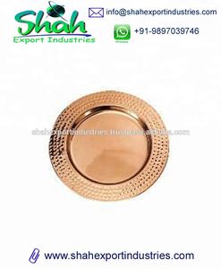 Plato de Presentación Redondo Contemporáneo de Acero Inoxidable con Recubrimiento de Cobre Pulido de Alta Calidad para Bodas y Cenas - Product Image 4