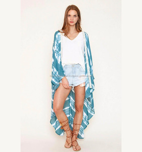 Soft Fabric With Cool Colored <b>Ladies</b> Wear Rayon Tie Dye Kimono Beach Wear Kaftan /<b>Poncho</b> Beach Cover up - Product Image 1