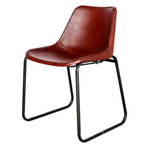 Fer industriel moderne et chaise en cuir avec un design antique pour bureau à domicile - Product Image 5