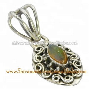 Nouveau à la mode personnalisé 925 argent Sterling éthiopien opale pendentif Style Vintage rhodium bijoux fins pendentifs breloques grossiste - Product Image 2