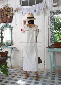 Robe de plage Vintage brodée de fleurs, Style Vintage, rouge, broderie à la main, robe Maxi traditionnelle orientale, printemps, 2020 - Product Image 3