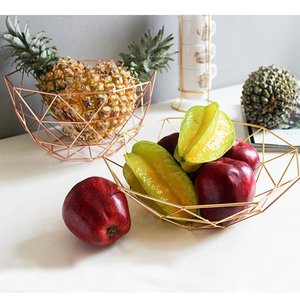 Pyramid Design Gold and Rose Gold Finish Wire Fruit Storage <b>Table</b> Top <b>Basket</b> - Product Image 3