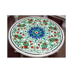 Round White Coffee Semi Precious <b>Table</b> <b>Tops</b> - Product Image 1
