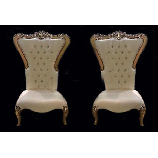 Latest Design Bridal Chairs Set Gold Plated Wedding Chairs Designer Bride and Groom Chair