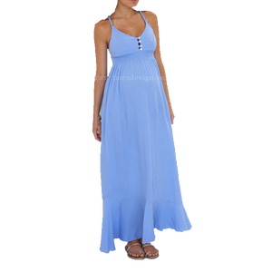 Vestido de maternidad hasta el tobillo de otoño Algodón orgánico ecológico Transpirable Resistente a los rayos UV Tejido de bambú Casual Aspecto teñido liso - Product Image 2