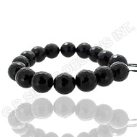 natural black onyx football cut ball shape faceted beads strands for bracelet jewelry
