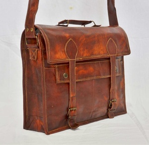 15/16/18 Inches 100% Genuine Leather Vintage Messenger <b>Satchel</b> Shoulder Laptop <b>Bag</b> for <b>Men</b> Women Brown / Handbag LGB-0029 - Product Image 1