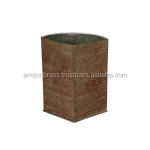 Jardinière en métal Jardinière en forme d'antiquité Jardinière en métal décorative pour la maison Pot de fleur traditionnel fini rouge foncé - Product Image 4