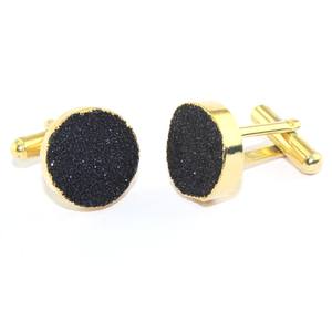 Boutons de manchette en laiton plaqué or pour hommes, de forme ronde, accessoire de bijoux de qualité Exclusive - Product Image 4