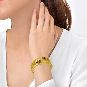 บุษราคัมสีน้ำเงิน925กำไลเงินสเตอร์ลิงชุบทองและโรสโกลด์คู่รักทันสมัยและรูปแบบตัวเลขสำหรับของขวัญและงานหมั้น - Product Image 3