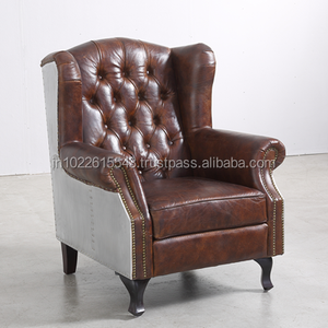 Moderne pour Aviator Canapé en cuir à dossier haut Chaise de loisirs en cuir véritable pour le salon - Product Image 2