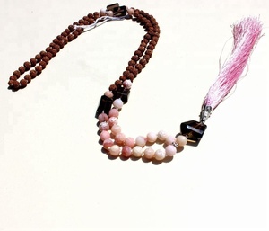Collares de cuentas de Yoga hechos a mano para artistas indios, de alta calidad, color rosa Ópalo, 108 - Product Image 5