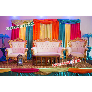 पाकिस्तानी Walima चरण सोफा सेट मुस्लिम शादी की नक्काशीदार Furnitures मुस्लिम walima चरण सोफा सेट - Product Image 1