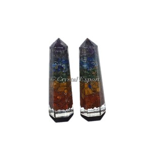 Seven Chakra Layer Orgone Obelisk Point - Product Image 1