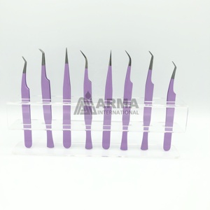แหนบขนตาแบบปลายแหลมทำจากสเตนเลสเคลือบสีม่วงพร้อมฉลากตามสั่ง - Product Image 2