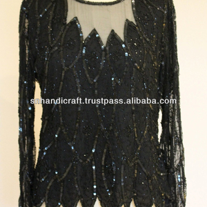 Handmade Magic Black Long Sleeved <b>Sequin</b> <b>Top</b> 3/4 Length Sleeves <b>Sequin</b> Dress - Product Image 1