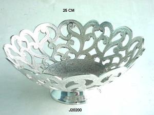 Silver Plated Brass <b>Bowl</b> With Emboss in <b>Red</b> Velvet Box Gifts for Party and Wedding Silver Plated <b>Bowl</b> - Product Image 2