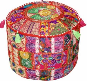 Vintage Pouf Ottoman Home Decor Furniture Foot Stool Ottoman <b>Cushion</b> Sheet Hassock for Living Room & Garden - Product Image 2