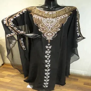 Islamico Dorato In Rilievo di cristallo abaya caftano 2020 Dubai All'ingrosso di abbigliamento caftani jilbab abaya Musulmano