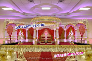 Mandap de madera tallado de pavo real para boda, mantel de diseño indio para boda, decoración de madera - Product Image 3