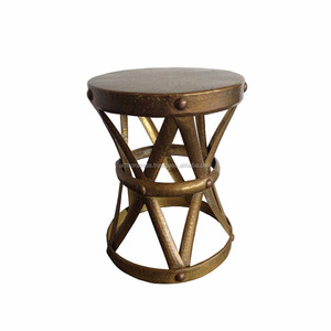 Hammered Round Shape Metal <b>Stool</b>/Bedside <b>Stool</b>/<b>Ottoman</b> Bronze Finishes <b>Stool</b> - Product Image 1