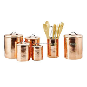 Hammered Copper <b>Canister</b> <b>Set</b> of 4 Pcs for Home Hotel Restaurant Use - Product Image 6
