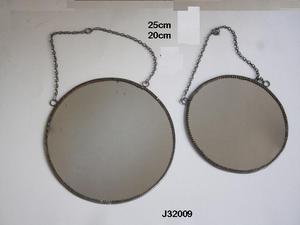 Modern Round <b>Glass</b> and Brass With Chain Hanging Mirror Brass in Antique Finish Available in Two Sizes Wall Decor Round Mirror - Product Image 4
