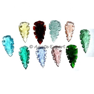 Venta al por mayor multicolor Mix indio ágata punta de flecha tallado de piedras preciosas Mix ágata punta de flecha tallado cristal Curación Fengshui Productos - Product Image 1