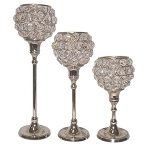 Impresionante calidad niquelado boda Mesa decoración Metal aluminio centro de mesa bola de cristal alambre galvanizado para venta al por mayor - Product Image 4