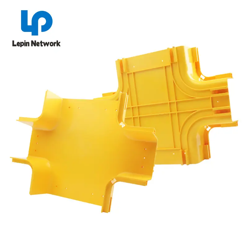 Ningbo Lepin Custom Plestic Cable Tray Connectors 130mm 120mm 90mm Network Cabling Telecom Room Fiber Runway / Yellow Duct
