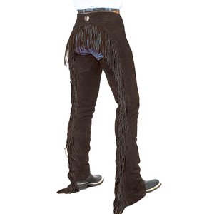 Western chaps-zapatos de piel de vaca y gamuza, de cuero genuino, con herrajes de latón, para hombre - Product Image 3