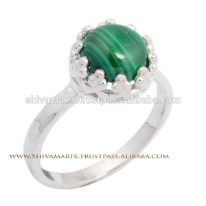 Bijoux Vintage Vert Malachite Gemme Anneau À La Main 925 Bijoux En Argent Sterling Éternité Vermeil Anneaux Pour Unisexe - Product Image 3