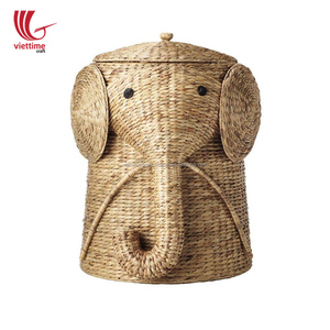 Adorable Elephant Shaped Water Hyacinth Laundry Bin <b>Rattan</b> <b>Storage</b> <b>Basket</b> Wholesale - Product Image 1