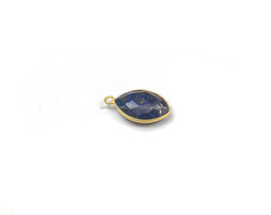 Connecteur de lunette en pierre précieuse en forme de marquise en Lapis Lazuli naturel - Product Image 1