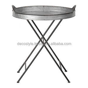 Bandeja ovalada de hierro galvanizado de tamaño personalizable con soporte Bandeja de servicio galvanizada ovalada con soporte - Product Image 1