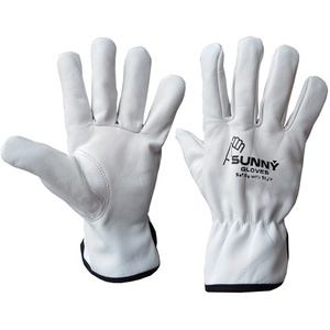 Pouce En Cuir de Chèvre Blanc Gants de Conducteur - Product Image 1