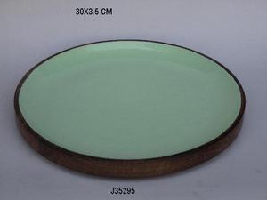 Offre spéciale Assiette en émail en bois de manguier Assiette de service à salade en émail en bois bol en bois décoratif fait à la main au prix de gros - Product Image 2