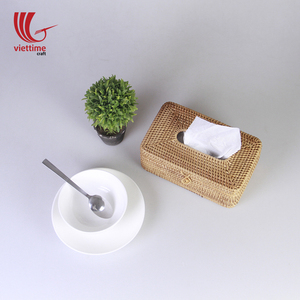 Boîte à mouchoirs rectangulaire en rotin tressé en gros / Boîte à mouchoirs vintage en rotin naturel - Product Image 6