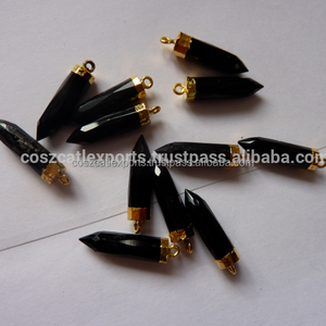 Colgantes y dijes finos de plata esterlina, colgante de ónix negro, punta de lápiz, cuerno, punta, forma de cabeza de bala, chapado en oro para fiestas - Product Image 1