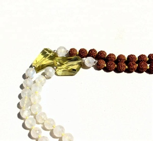 Collar Mala Bohemio de Primera Calidad, Certificado, Hecho a Mano, Unisex, con Cuentas de Piedra Lunar Facetadas, Diseño de Artista Indio - Product Image 3