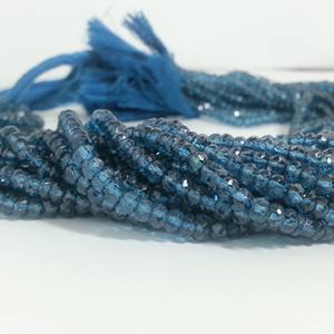 Perles de pierres précieuses semi-précieuses en topaze bleue de Londres naturelle facettées rondes de 2 mm 4 mm en vrac pour la fabrication de bijoux en ligne - Product Image 1
