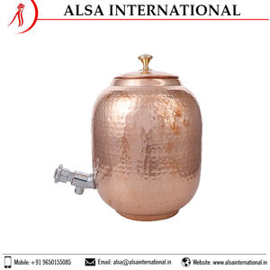 Haute dernière conception indienne cuivre pot d'eau Matka verre réservoir de stockage cuisine à boire maison hôtel disponible prix compétitif - Product Image 5