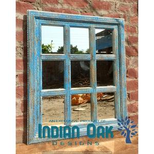 Cadre de miroir mural en bois sculpté antique fait à la main Style rustique vieilli pour la décoration intérieure de style Ins prix de gros - Product Image 1