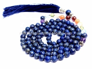 Lapis Lazuli ลูกปัด Mala 108 7เหลี่ยม,สร้อยคอทำจากลูกปัดหินมาลาขัดเงา8มม. พลอยอินทร์10122740สีธรรมชาติ RE162 - Product Image 5