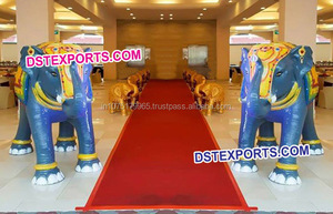 รูปปั้นม้าขนาดเล็กทำจากไฟเบอร์กลาส สีขาว สำหรับงานแต่งงานแบบอินเดีย น้ำหนักเบา ทันสมัย - Product Image 5