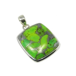 Nueva llegada Vintage oro plata esterlina 925 Natural turquesa piedra preciosa colgante bisel ajuste joyería fina colgantes encantos - Product Image 1