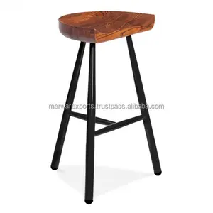 Solid Wood Seat Black <b>Bar</b> Stool <b>for</b> <b>Home</b> Living Room Furniture - Product Image 1