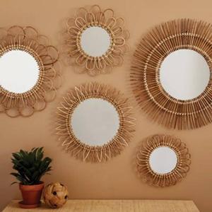 Nueva Colección 100% Artesanal, Espejo de Ratán y Madera al por Mayor, Espejos Decorativos de Bambú y Mimbre para Montar en la Pared, Decoración de Pared - Product Image 6