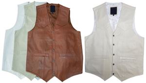 เสื้อกั๊กสำหรับนักขี่จักรยานหนังแกะสีน้ำตาลอ่อนเสื้อกั๊กสำหรับผู้ชายสไตล์มอเตอร์ไซต์ - Product Image 3